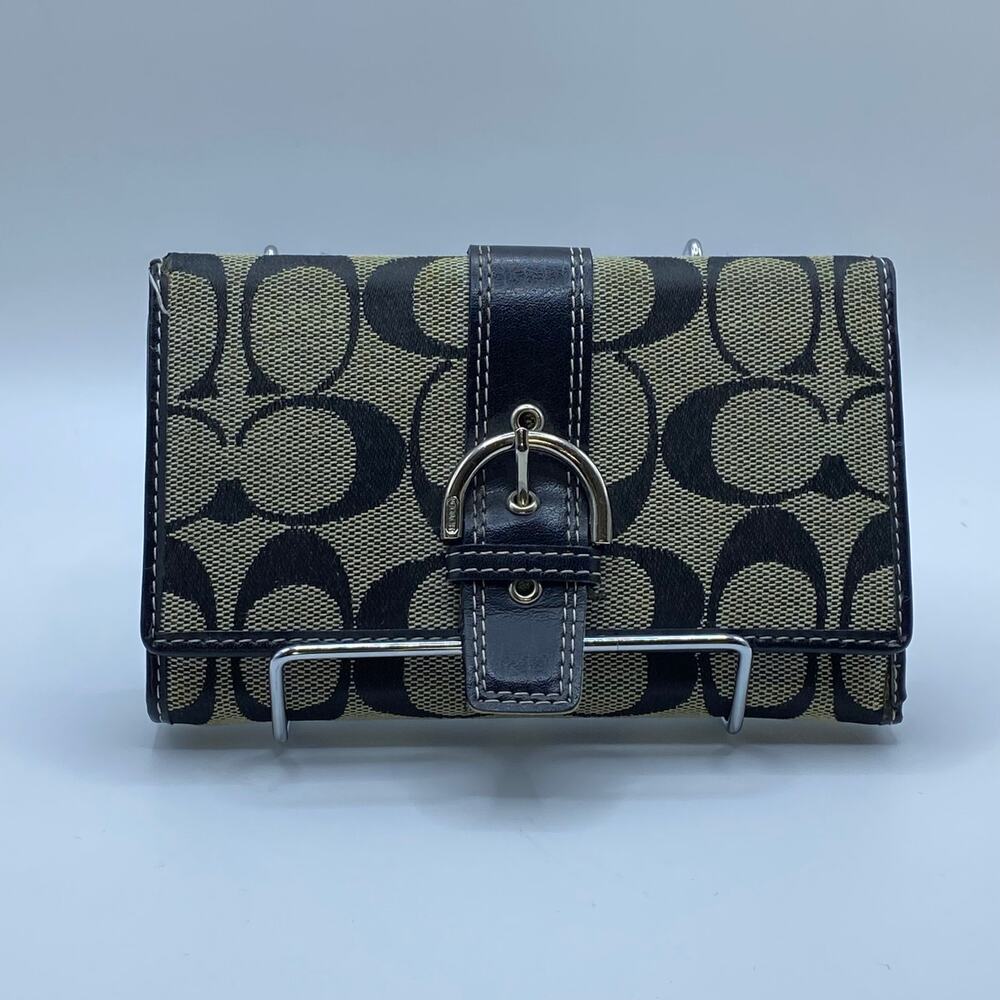 Y2K Coach Signature Soho VNTG Trifold Canvas & Leather Trim Classic Luxe Preppy